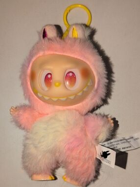 Pink Fluffy Monster Plush Keychain - Unbranded